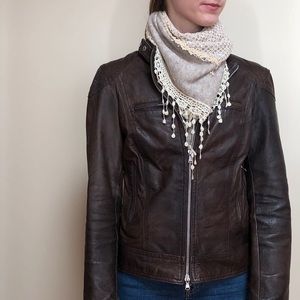 Grey Scarf with ivory trim